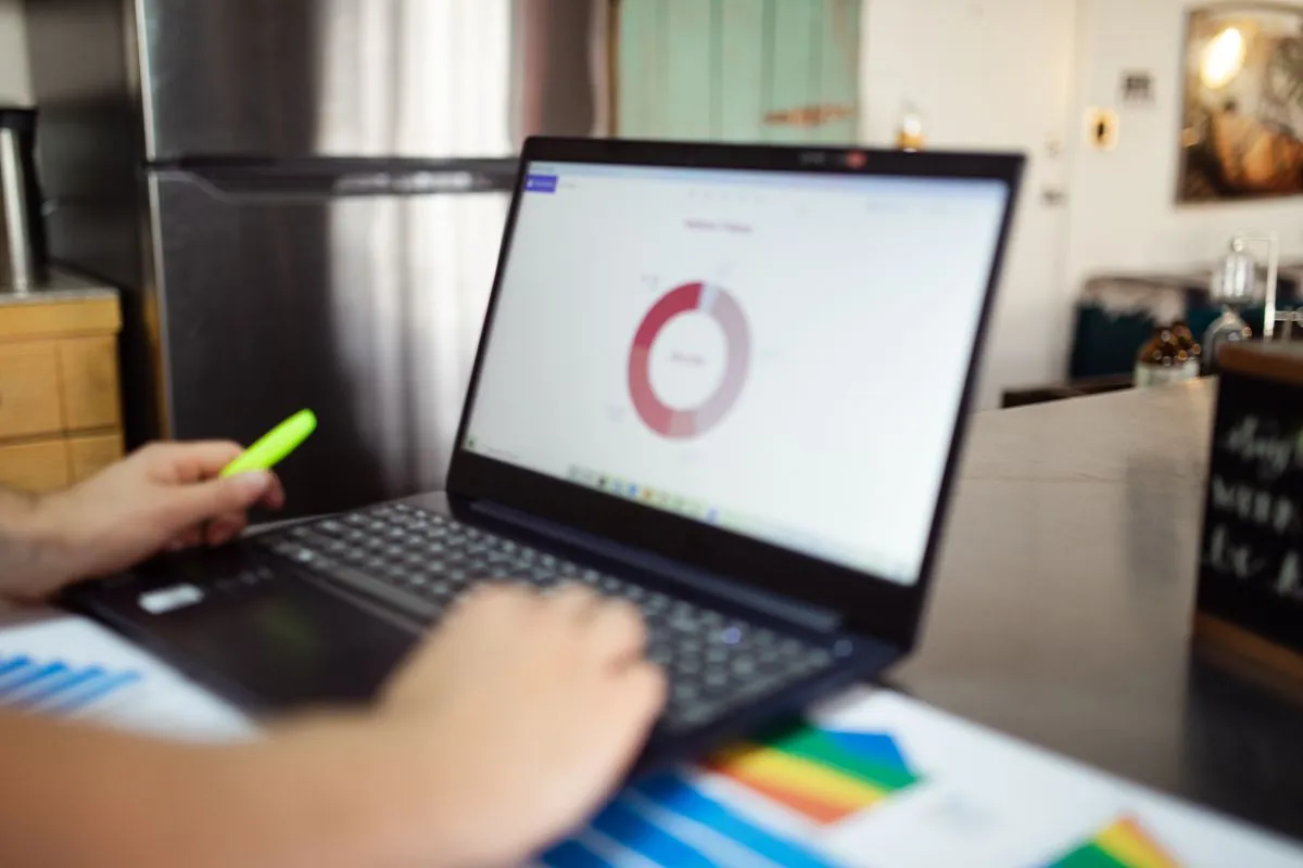 Analytics charts on a laptop screen